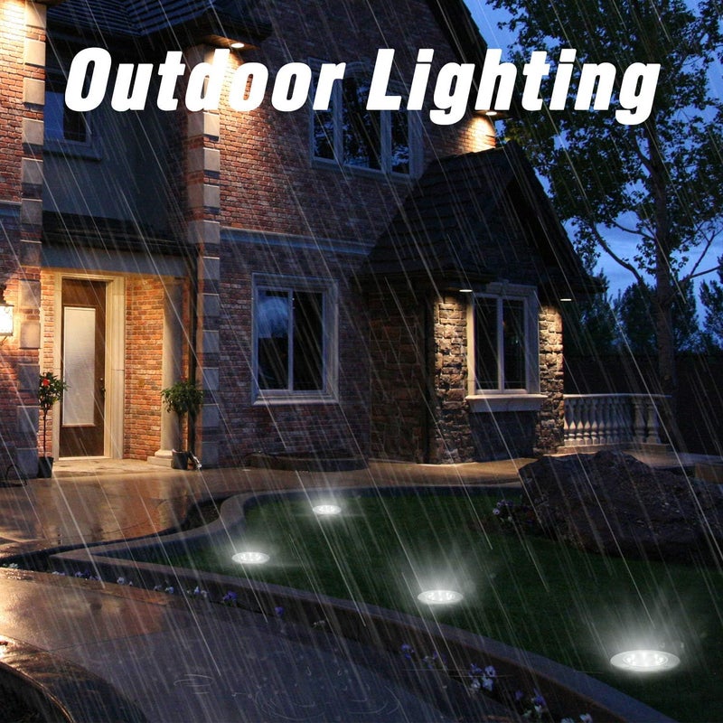 ODEETRONIC Solar Ground Lights, 12 Packs 8 LED Solar Disk Lights, Outdoor in-ground Light Waterproof, Round Solar-Powered Puck Light Flat Lamps for Landscape Pathway Yard Garden Walkway, Cool White - Image 4